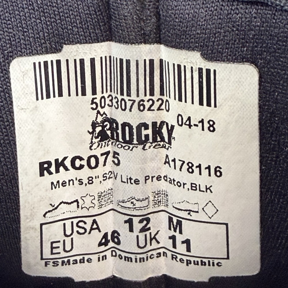 Rocky S2V Lite Predator RKC075 Tactical Military Boots Mens 12 M Black Vibram 8" - Picture 7 of 10